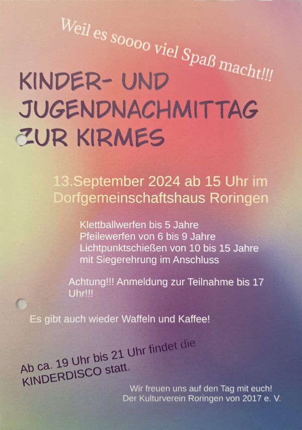 Kinder- & Jugendnachmittag Kirmes Roringen 2024